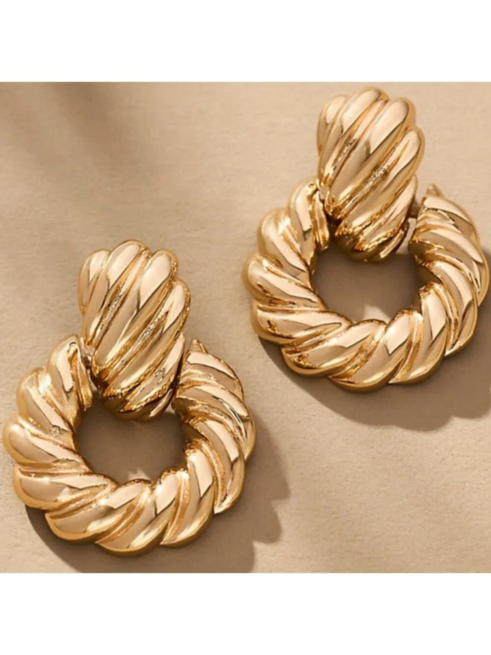 New! Anthropologie Gold Twist Circlet Earrings (1019) NWOT